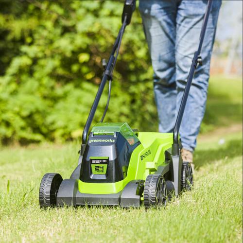 Газонокосилка Greenworks GD24LM33K2 24V (33 см) аккумуляторная, с АКБ 2 А/ч и ЗУ
